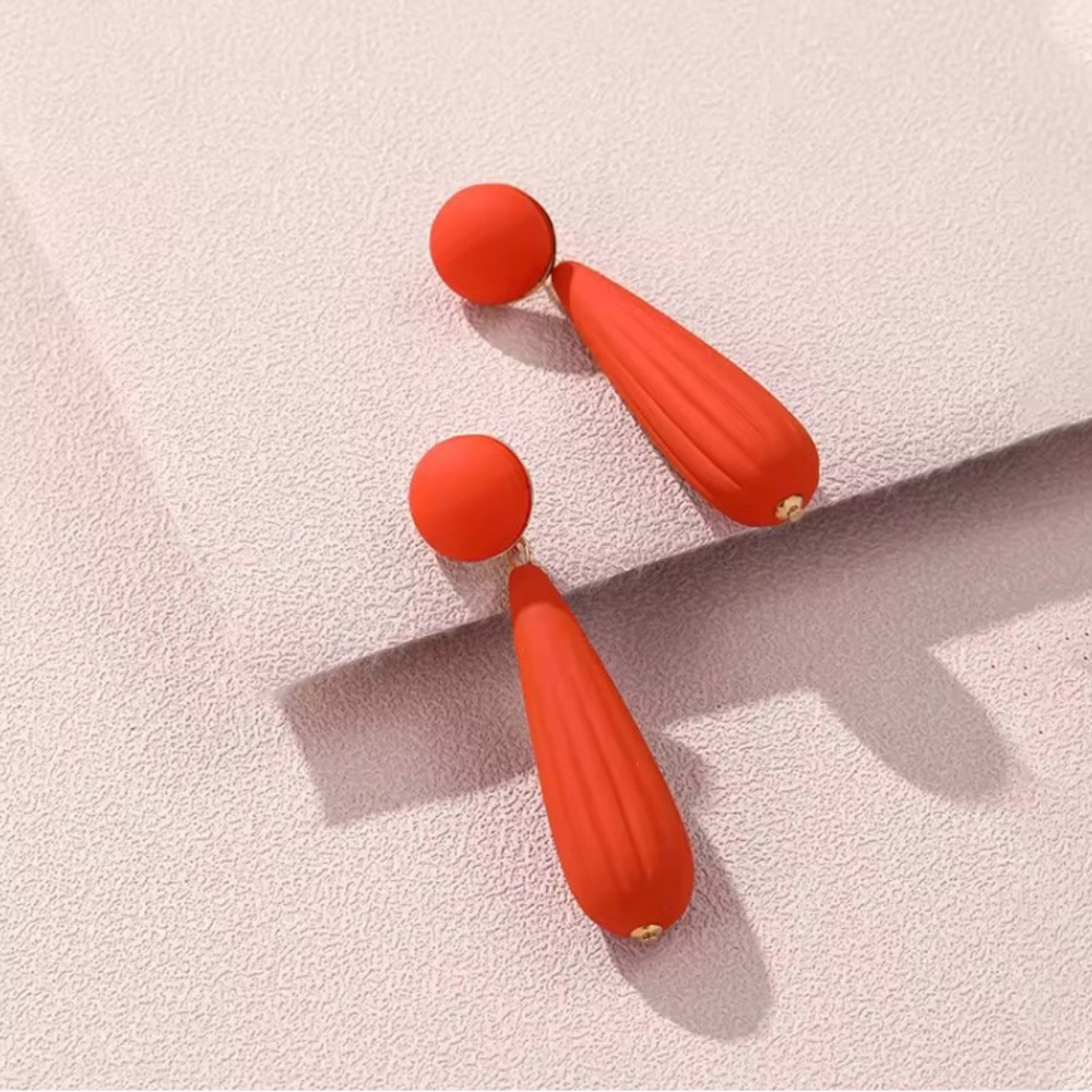 Long Tangerine Drop Earrings Big Statement Large Spring Summer Orange